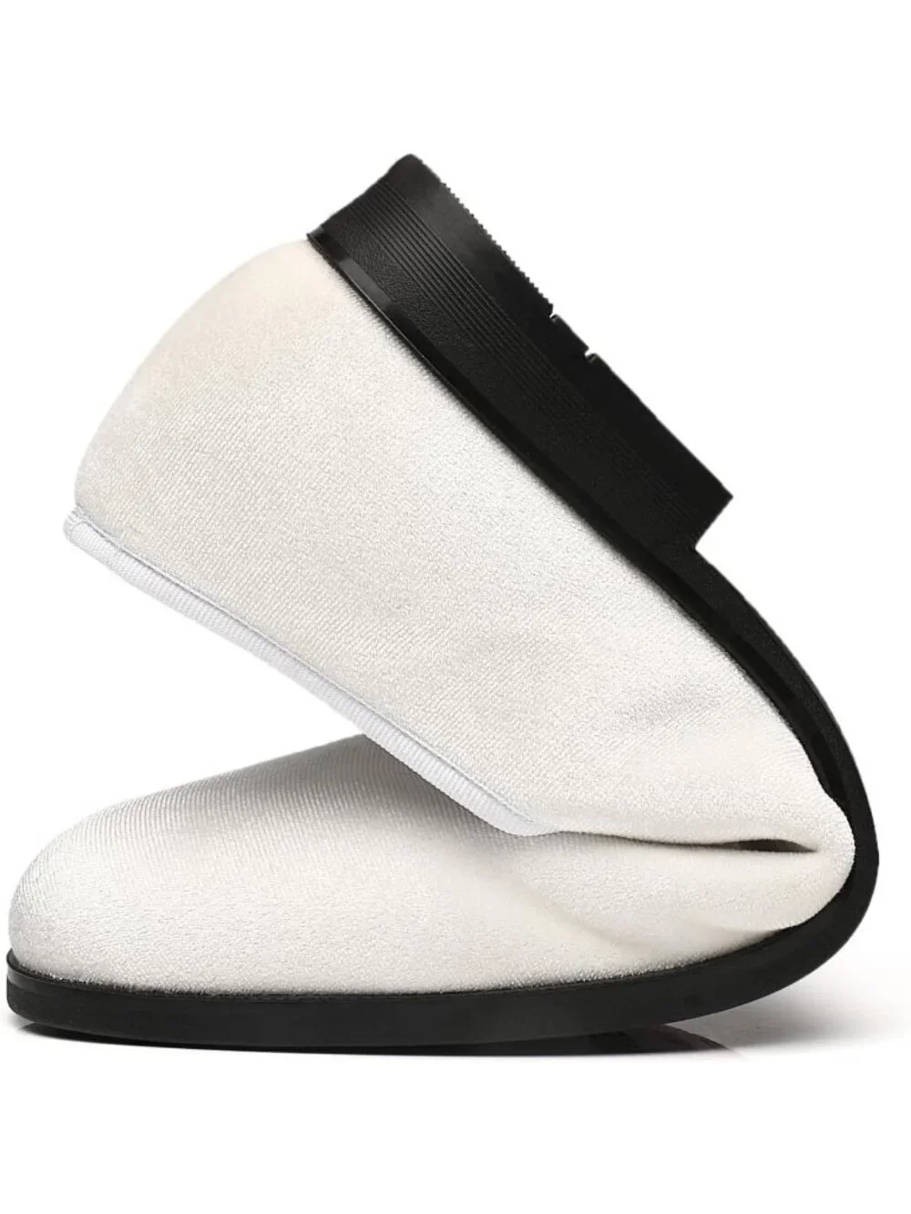 FOEVTRUE Men's White Velvet Loafers Gold Chain Buckle Slip On Fashion Shoes